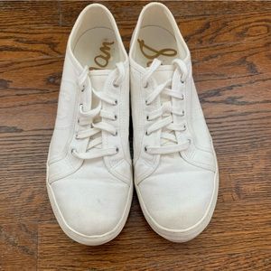 Sam Edelman White Canvas Sneakers